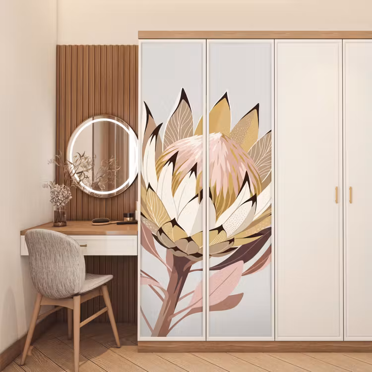 Deursticker - Protea - Bloem - Botanisch - Beige — 5