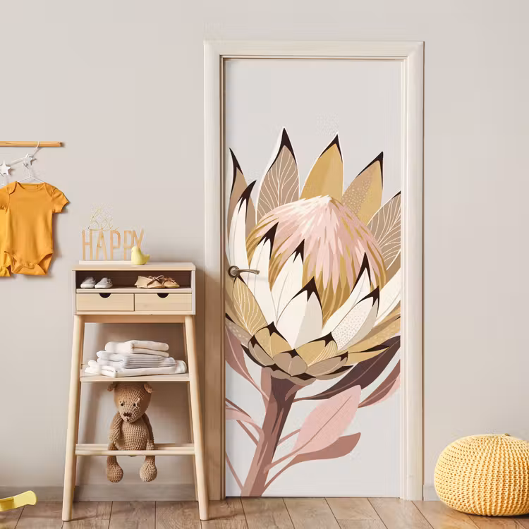 Deursticker - Protea - Bloem - Botanisch - Beige — 6