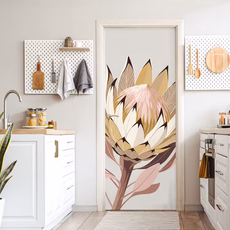 Deursticker - Protea - Bloem - Botanisch - Beige — 7