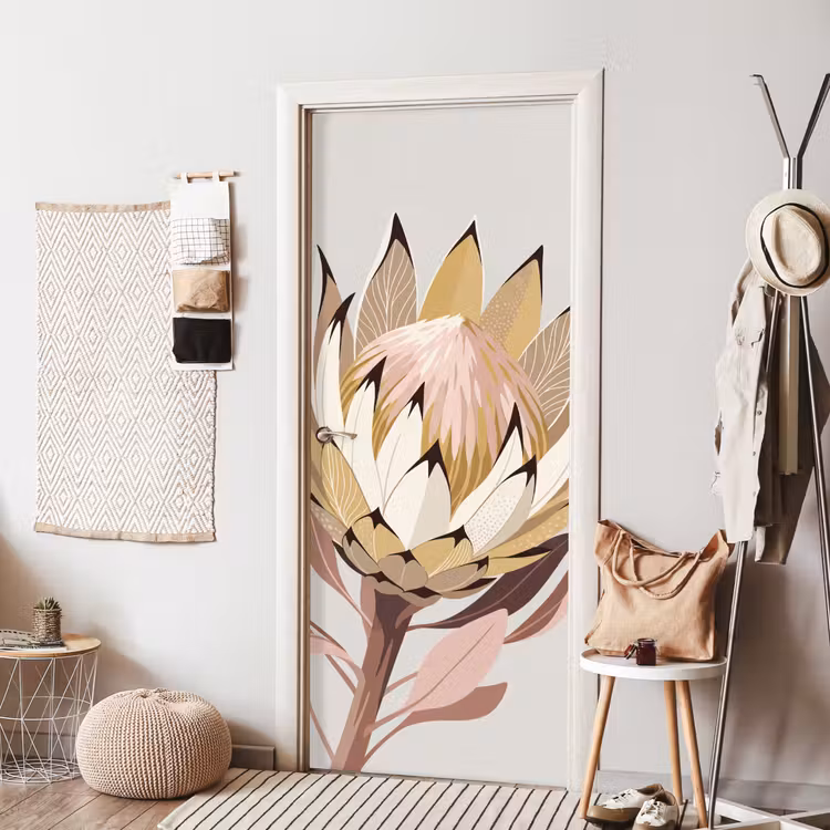 Deursticker - Protea - Bloem - Botanisch - Beige — 8