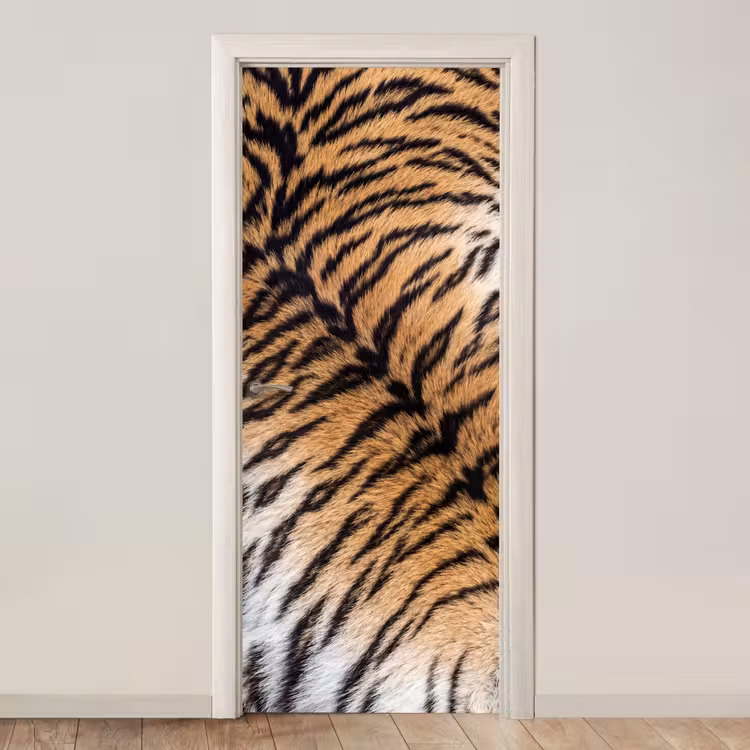 Deursticker - Realistisch - Tijgervacht - Zwart — 1