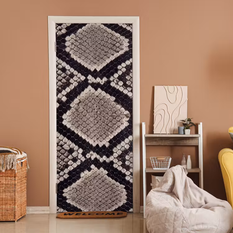 Deursticker - Slangenleer - Patroon - Beige — 2