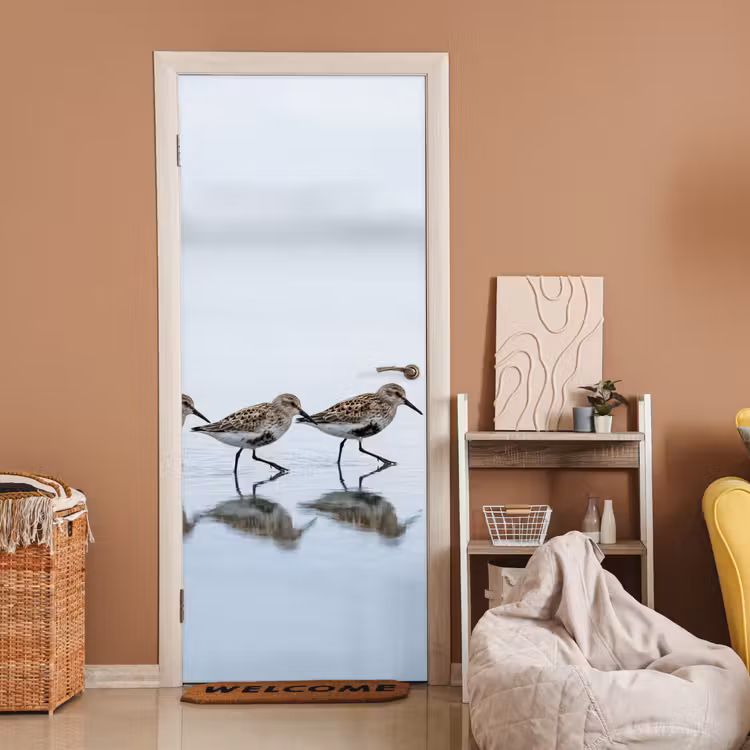 Deursticker - Vogels - Water - Grijs — 2