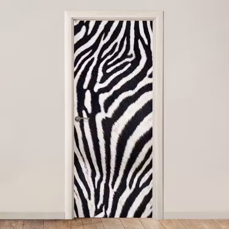 Deursticker - Zebra - Vacht - Klassiek - Zwart - Wit — 1