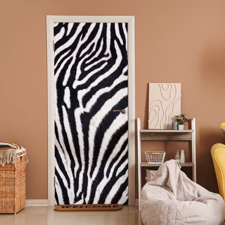 Deursticker - Zebra - Vacht - Klassiek - Zwart - Wit — 2