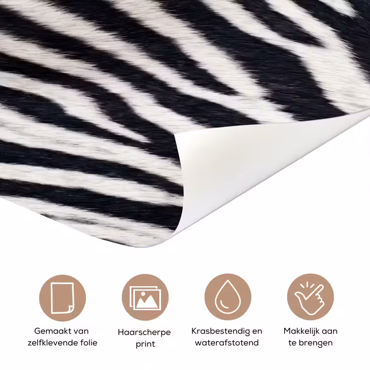 Deursticker - Zebra - Vacht - Klassiek - Zwart - Wit — 3