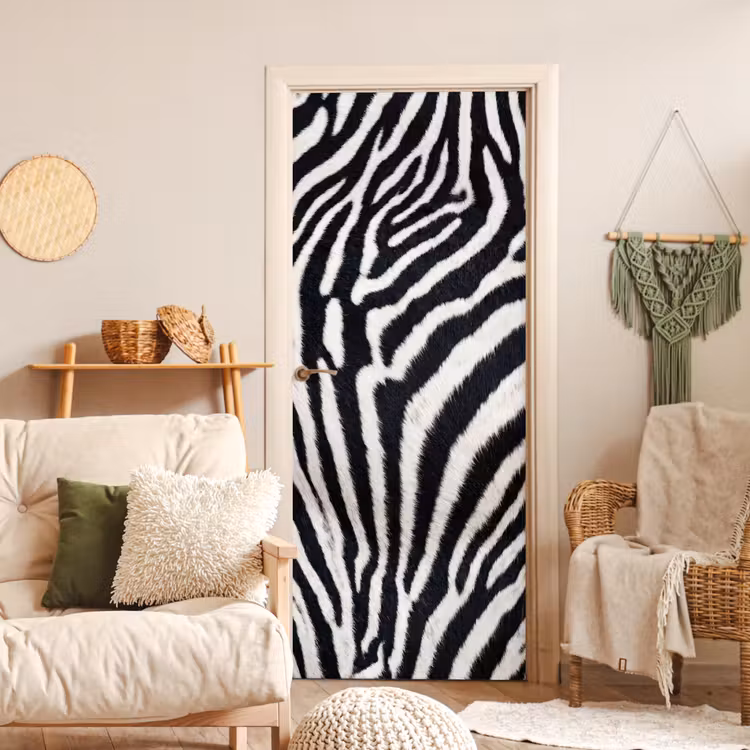 Deursticker - Zebra - Vacht - Klassiek - Zwart - Wit — 4