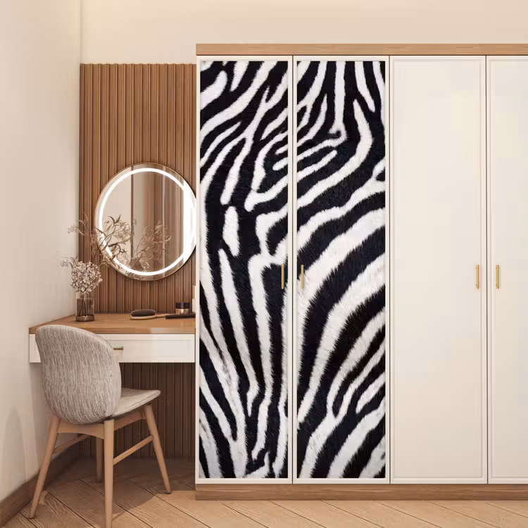 Deursticker - Zebra - Vacht - Klassiek - Zwart - Wit — 5