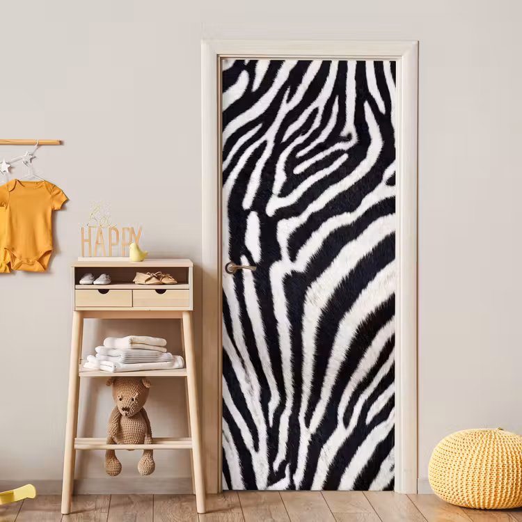 Deursticker - Zebra - Vacht - Klassiek - Zwart - Wit — 6