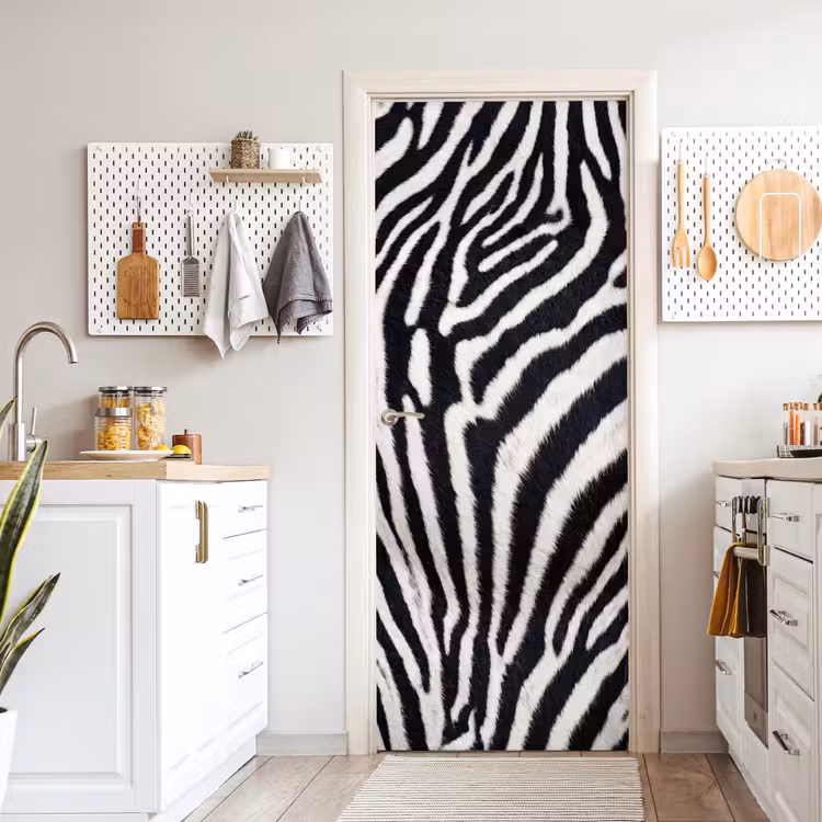 Deursticker - Zebra - Vacht - Klassiek - Zwart - Wit — 7