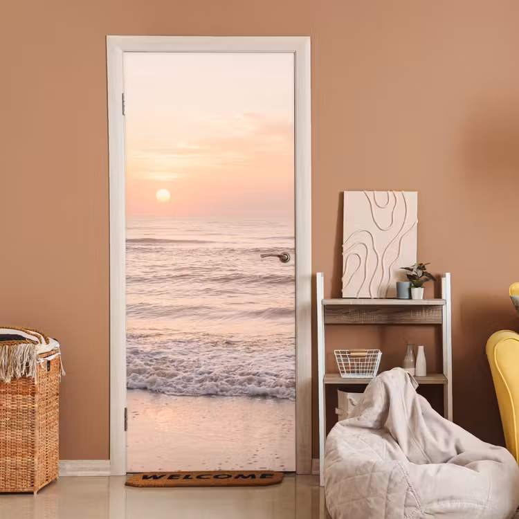Deursticker - Zon - Strand - Roze — 2