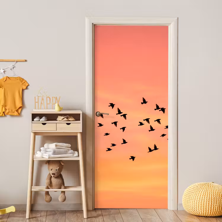 Deursticker - Zwerm - Vogels - Oranje — 6