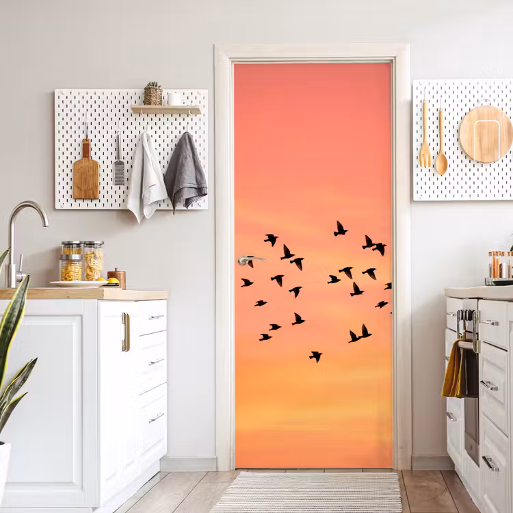 Deursticker - Zwerm - Vogels - Oranje — 7