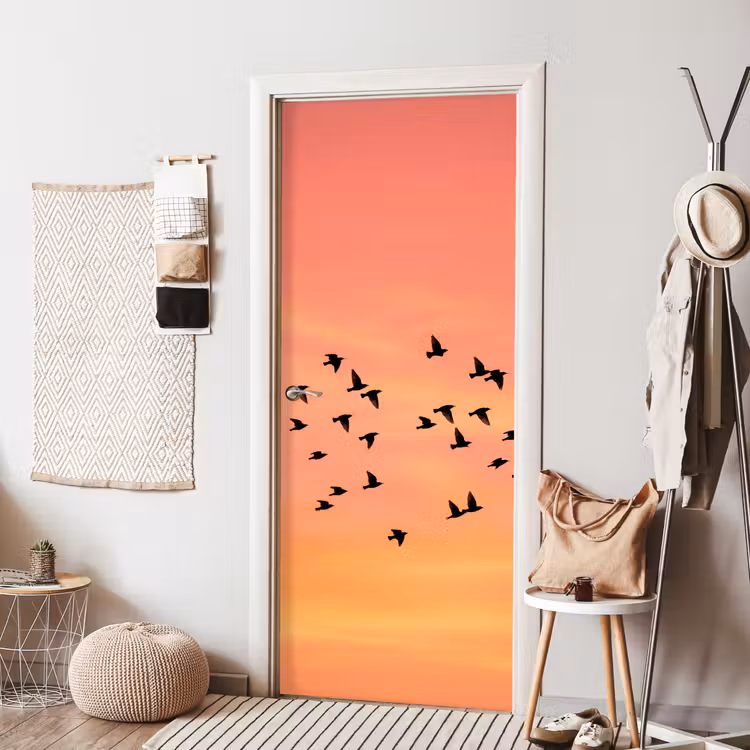 Deursticker - Zwerm - Vogels - Oranje — 8