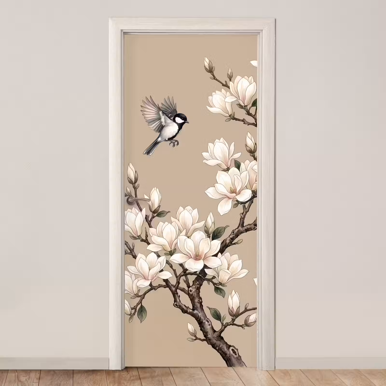 Deursticker - Oosters - Vogels - Beige — 1