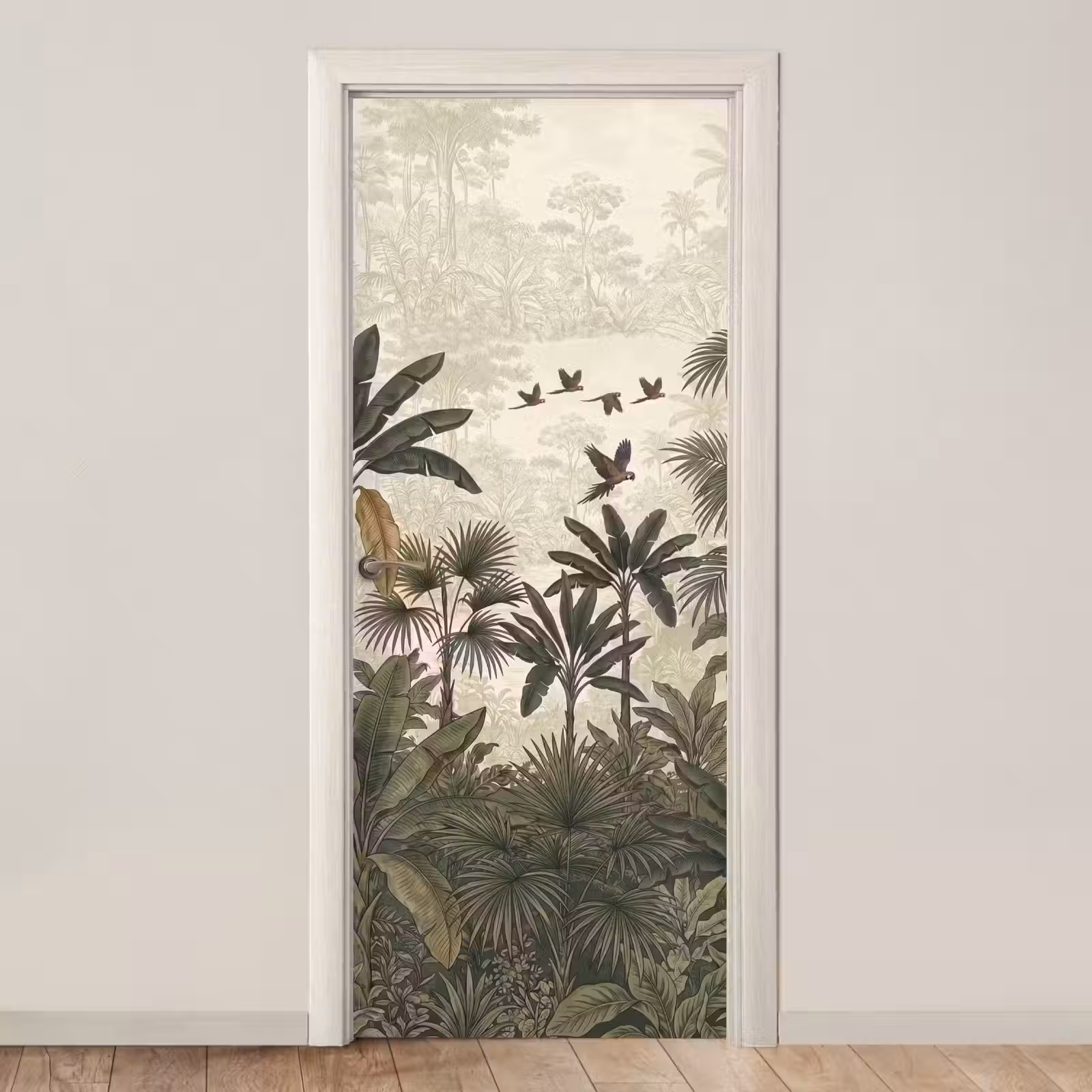 Deursticker - Papagaaien - Jungle - Tropisch - Green — 1
