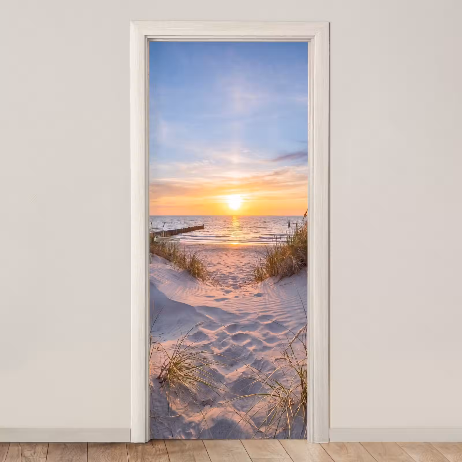 Deursticker - Strand - Zonsondergang - Natuur - Landschap — 1