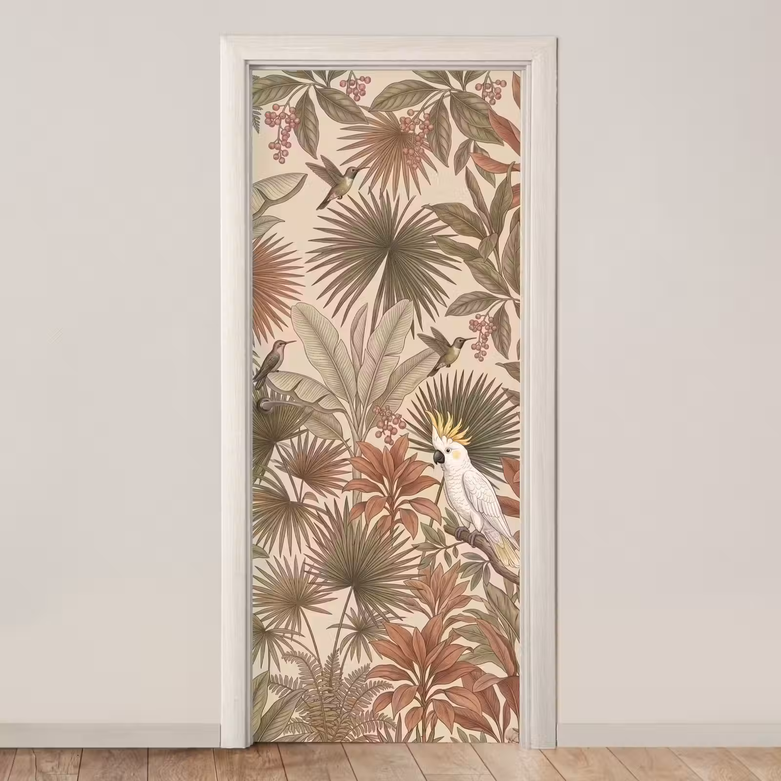 Deursticker - Tropisch - Vogels - Beige — 1