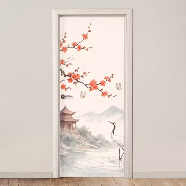 Deursticker - Kraanvogel - Azië - Klassiek — 1