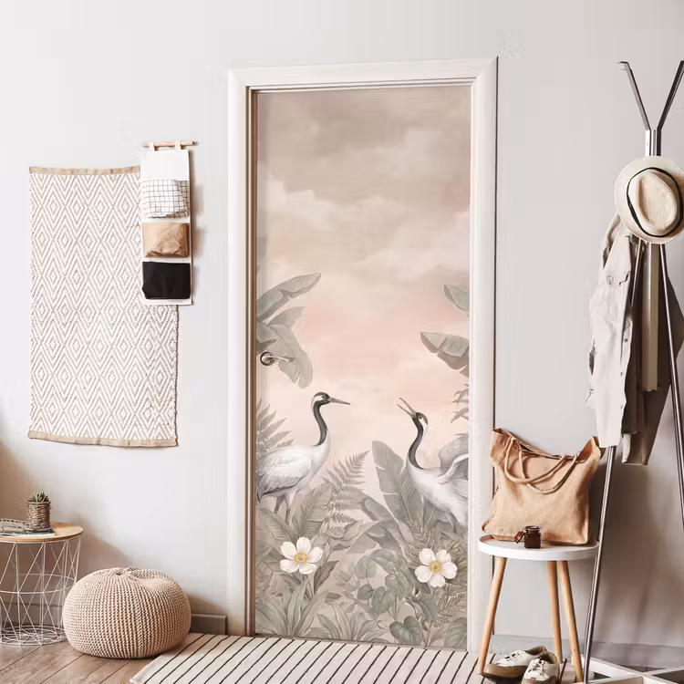 Deursticker - Kraanvogels - Natuur - Roze — 8