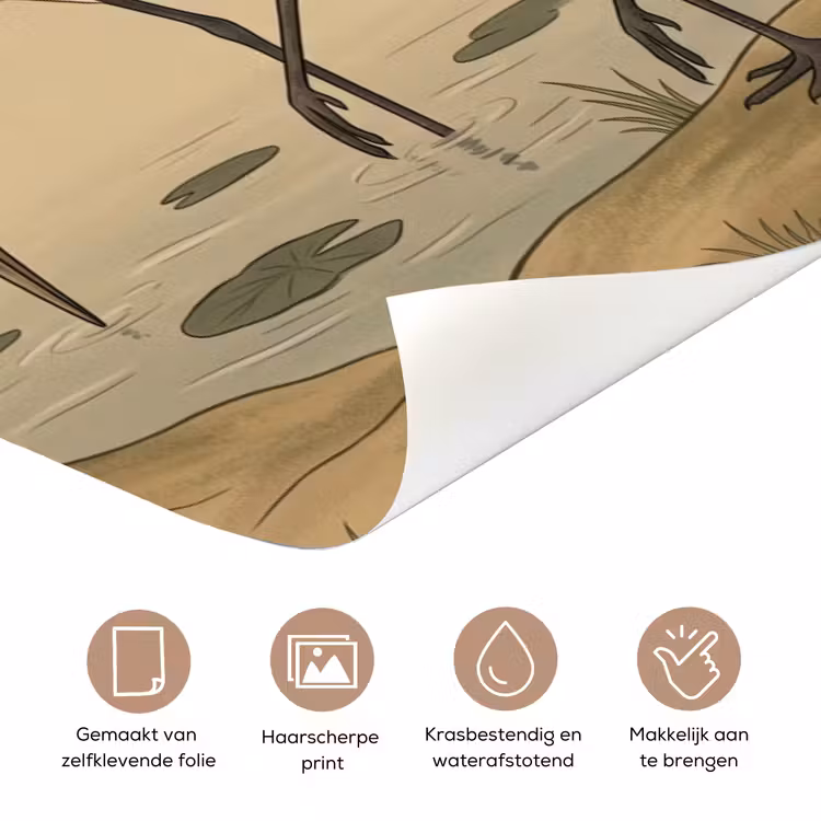 Deursticker - Kraanvogels - Water - Beige — 3