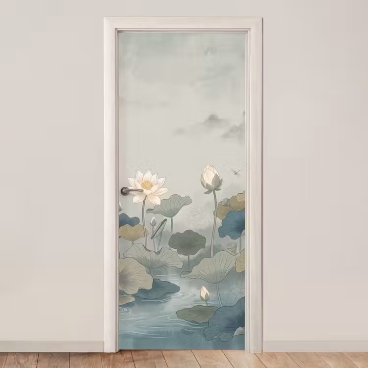 Deursticker - Lotus - Bloemen - Groen — 1
