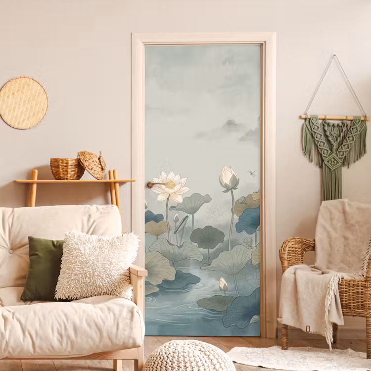 Deursticker - Lotus - Bloemen - Groen — 4