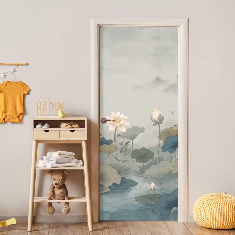 Deursticker - Lotus - Bloemen - Groen — 6