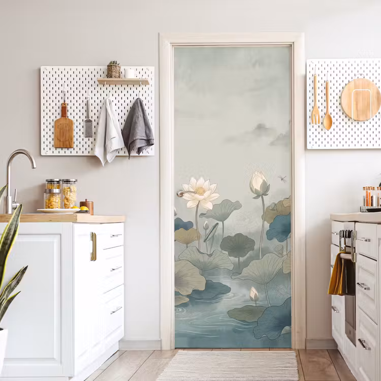 Deursticker - Lotus - Bloemen - Groen — 7
