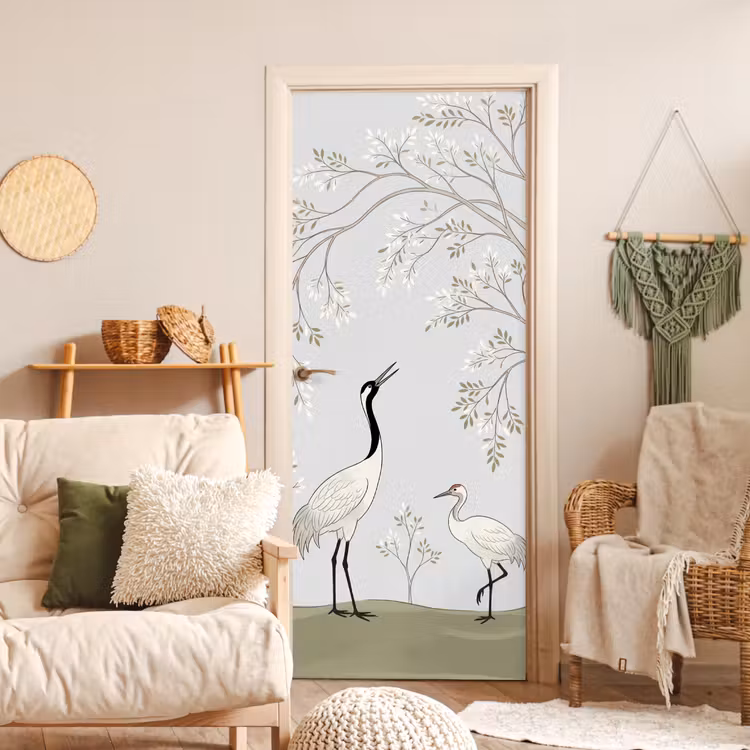 Deursticker - Minimalistisch - Kraanvogels - Blauw — 4