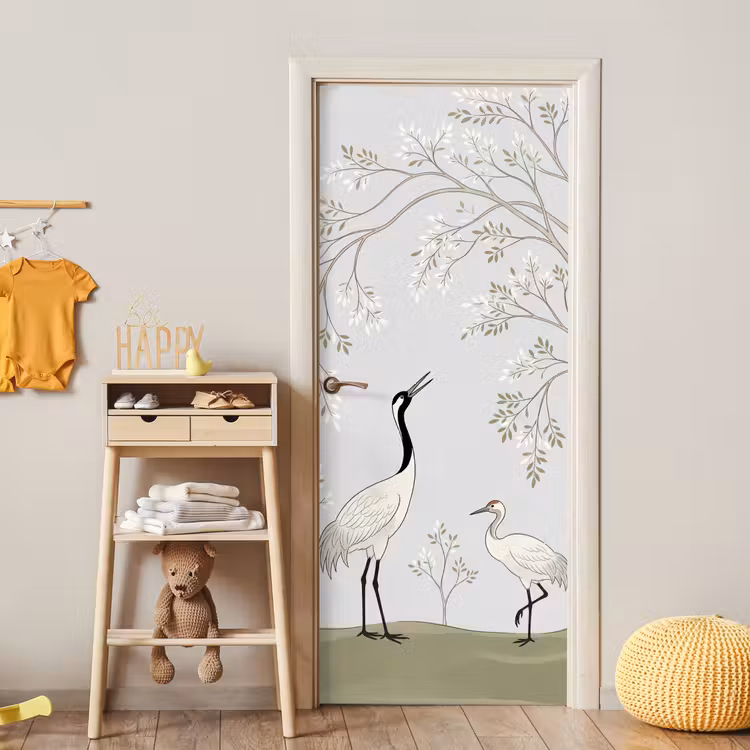 Deursticker - Minimalistisch - Kraanvogels - Blauw — 6