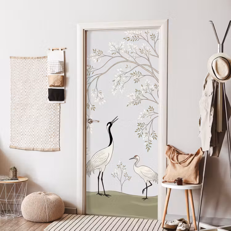 Deursticker - Minimalistisch - Kraanvogels - Blauw — 8