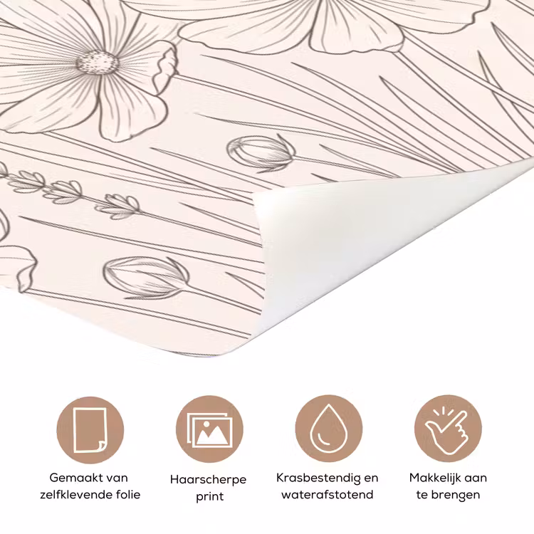 Deursticker - Minimalistisch - Modern - Bloemen - Beige — 3