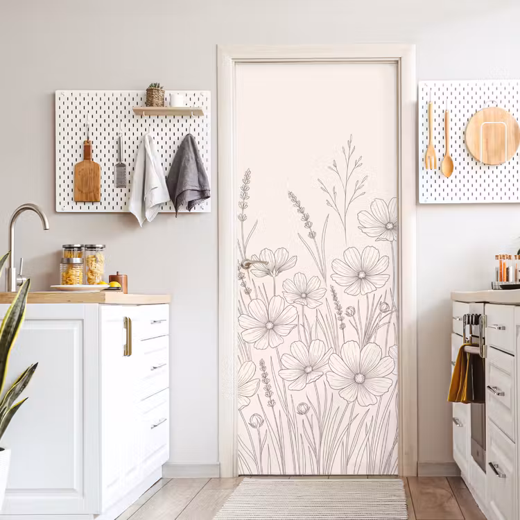 Deursticker - Minimalistisch - Modern - Bloemen - Beige — 7