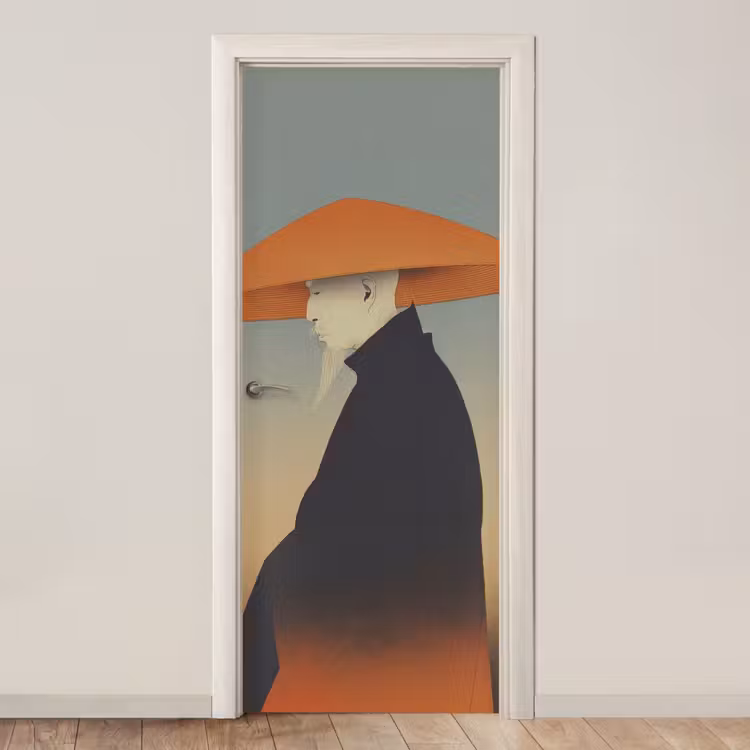 Deursticker - Minimalistisch - Silhouet - Oranje — 1