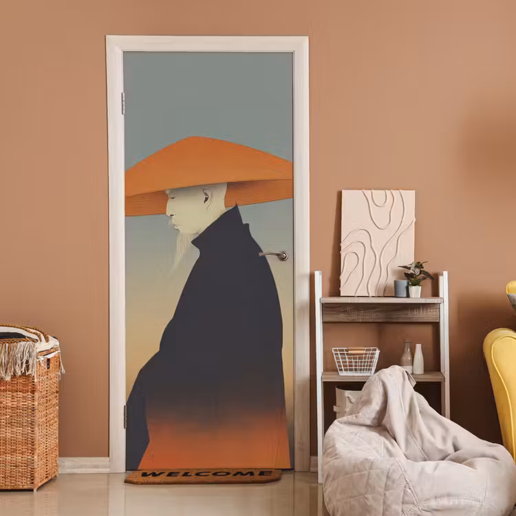 Deursticker - Minimalistisch - Silhouet - Oranje — 2