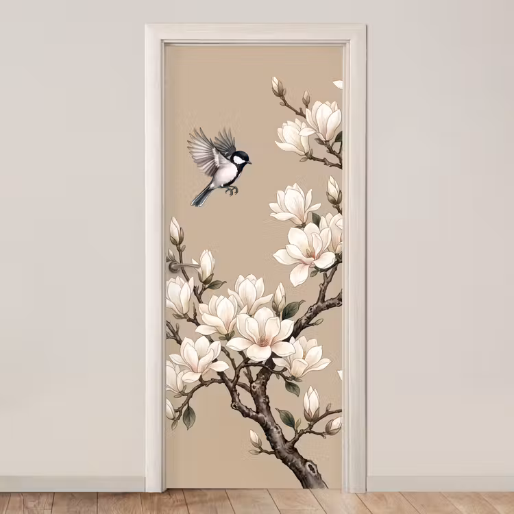 Deursticker - Oosters - Vogels - Beige — 1