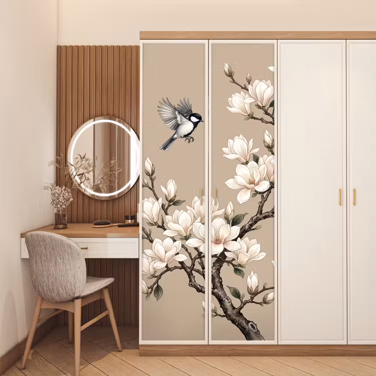 Deursticker - Oosters - Vogels - Beige — 5