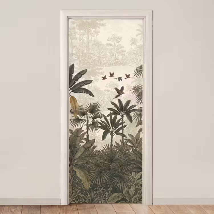 Deursticker - Papagaaien - Jungle - Tropisch - Green — 1