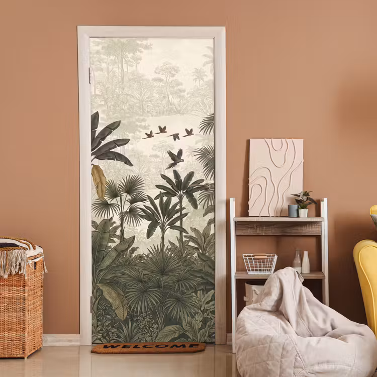 Deursticker - Papagaaien - Jungle - Tropisch - Green — 2