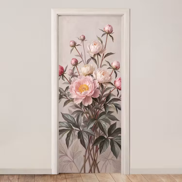 Deursticker - Pioenrozen - Boeket - Roze — 1