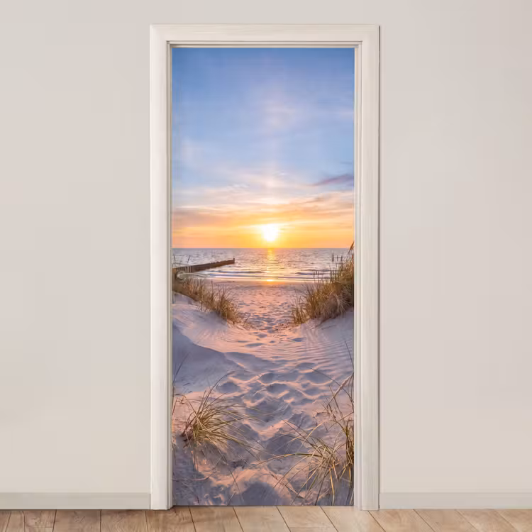 Deursticker - Strand - Zonsondergang - Natuur - Landschap — 1