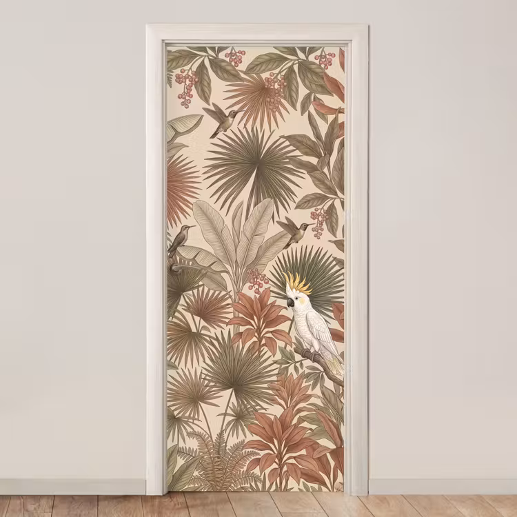 Deursticker - Tropisch - Vogels - Beige — 1