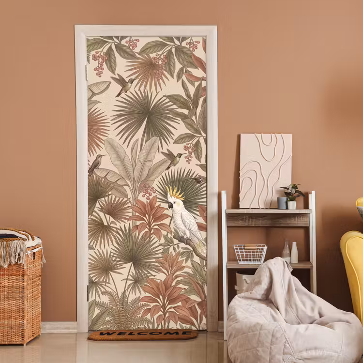 Deursticker - Tropisch - Vogels - Beige — 2