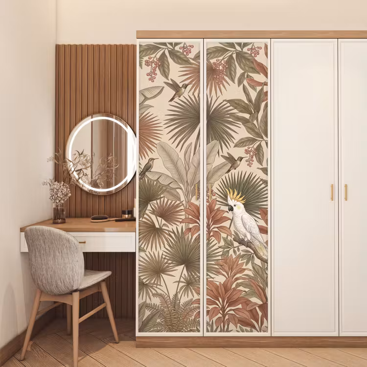 Deursticker - Tropisch - Vogels - Beige — 5