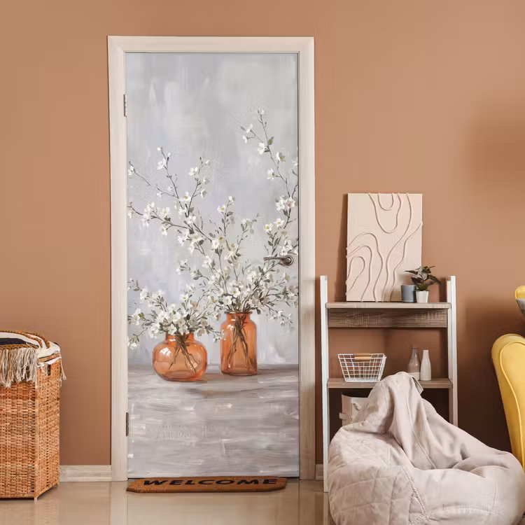 Deursticker - Vazen - Bloemen - Oranje — 2