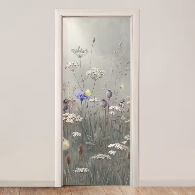 Deursticker - Vlinders - Wildbloemen - Illustratie - Kleurrijk — 1