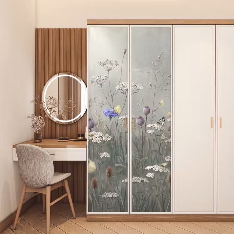 Deursticker - Vlinders - Wildbloemen - Illustratie - Kleurrijk — 5