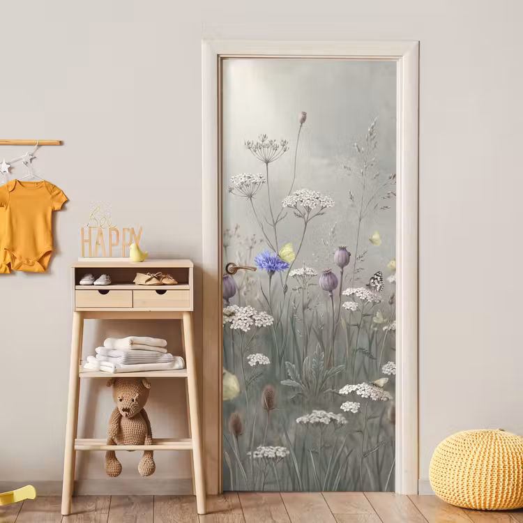 Deursticker - Vlinders - Wildbloemen - Illustratie - Kleurrijk — 6