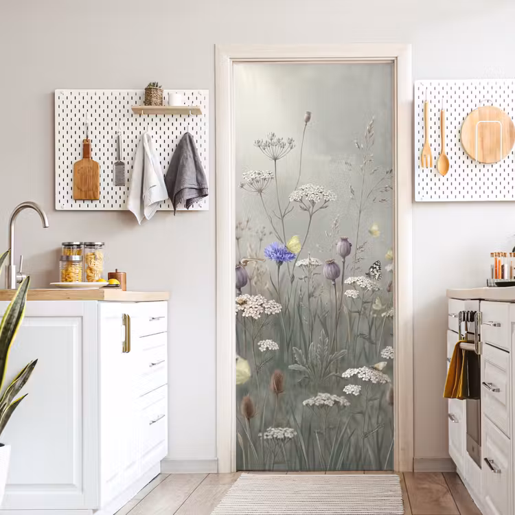 Deursticker - Vlinders - Wildbloemen - Illustratie - Kleurrijk — 7